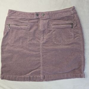 Mossimo Corduroy Mini Skirt Mauve Pink Y2k Zip Front Snap Pockets Fitted 6
